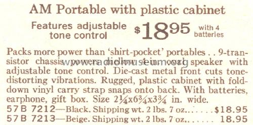 Silvertone 7213 Order= 57B 7213; Sears, Roebuck & Co. (ID = 1710461) Radio