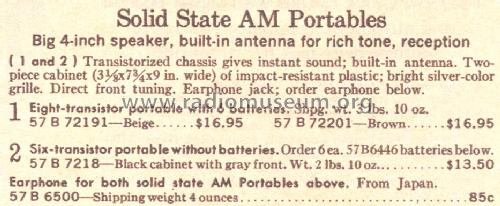 Silvertone 7218 Order= 57B 7218; Sears, Roebuck & Co. (ID = 1709453) Radio