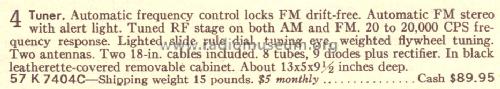 Silvertone Medalist Tuner 7404 Order=57K 7404C; Sears, Roebuck & Co. (ID = 1687692) Radio