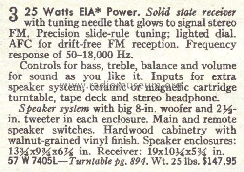 Silvertone 7405 Order= 57W 7405L; Sears, Roebuck & Co. (ID = 1734712) Radio