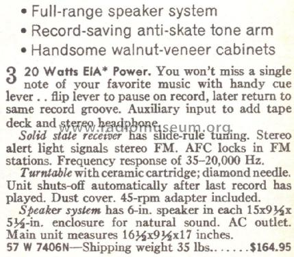 Silvertone 7406 Order= 57W 7406N; Sears, Roebuck & Co. (ID = 1733582) Radio