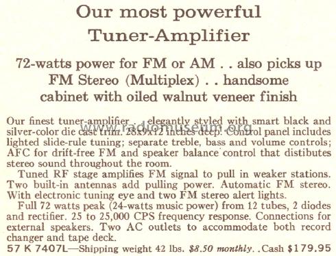 Silvertone 7407 Tuner-Amplifier Ch= 528.54740, 528.69240; Sears, Roebuck & Co. (ID = 1687683) Radio