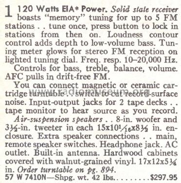 Silvertone 7410 Receiver Order= 57W 7410N; Sears, Roebuck & Co. (ID = 1734105) Radio