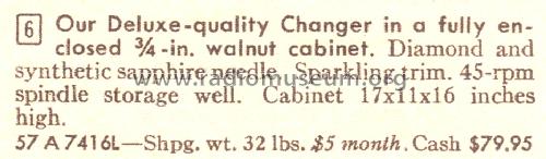 Silvertone 7416 Automatic Record Changer Order=57A 7416L; Sears, Roebuck & Co. (ID = 1691809) R-Player