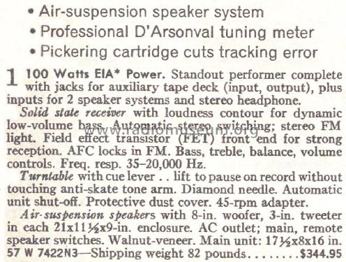 Silvertone 7422 Order=57W 7422N3; Sears, Roebuck & Co. (ID = 1733285) Radio