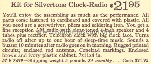 Silvertone 7499 Clock-Radio Kit Order=57H 7499; Sears, Roebuck & Co. (ID = 1652905) Kit