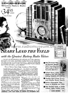 Silvertone 7-Tube Battery Radio Order= 57DM 4424; Sears, Roebuck & Co. (ID = 1274561) Radio