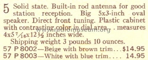 Silvertone 8003 Order= 57P 8003; Sears, Roebuck & Co. (ID = 1717710) Radio