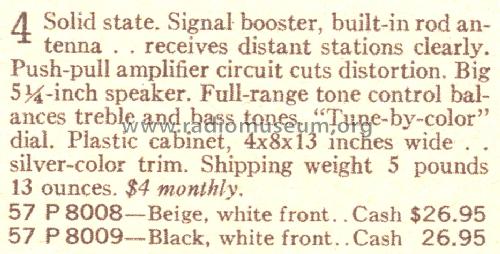 Silvertone 8009 Order= 57P 8009; Sears, Roebuck & Co. (ID = 1718944) Radio