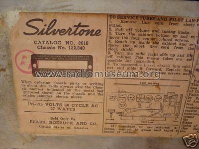 Silvertone 8010 Ch= 132.840; Sears, Roebuck & Co. (ID = 378263) Radio