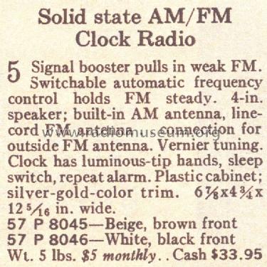 Silvertone 8046 Order= 57P 8046; Sears, Roebuck & Co. (ID = 1720628) Radio