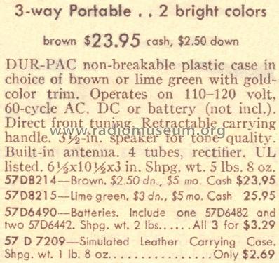 Silvertone 8214 Ch= 528.33300 Order=57D 8214; Sears, Roebuck & Co. (ID = 1636846) Radio