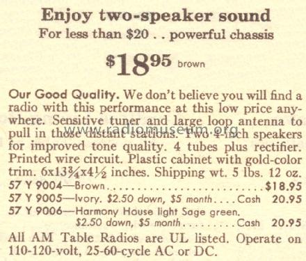 Silvertone 9004 Ch= 132.44400 Order=57Y 9004; Sears, Roebuck & Co. (ID = 1638320) Radio