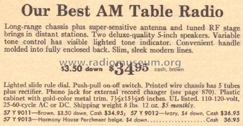 Silvertone 9011 Ch= 132.44500 Order=57Y 9011; Sears, Roebuck & Co. (ID = 1640789) Radio