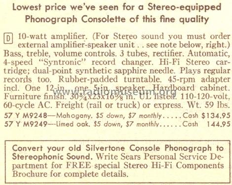 Silvertone 9248 Ch= 528.59110 Order=57Y M9248; Sears, Roebuck & Co. (ID = 1670978) R-Player