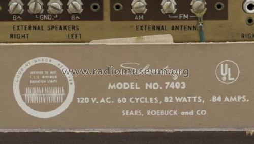 Silvertone FM Stereo 7403 Order=57K 7403K; Sears, Roebuck & Co. (ID = 1613927) Radio