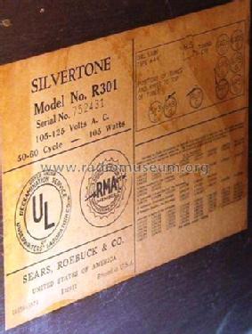 Silvertone R301 Ch= 101.574-2B; Sears, Roebuck & Co. (ID = 133768) Radio