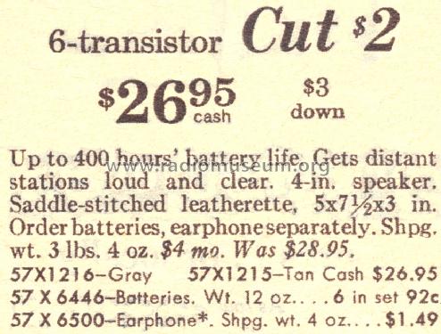 Silvertone Transistor 600 1216 Order=57H 1216; Sears, Roebuck & Co. (ID = 1642665) Radio