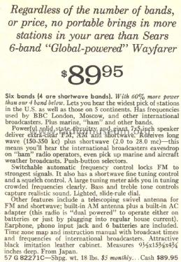 Silvertone Wayfarer 8227 Ch= 564.40050 Order= 57P 82271; Sears, Roebuck & Co. (ID = 1676685) Radio