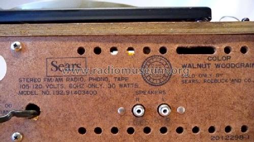 Stereo FM/AM Radio Phono Tape 132.91403400; Sears, Roebuck & Co. (ID = 1190961) Radio