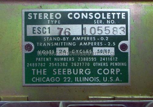 Stereo Consolette ESC1 USC1 SC1; Seeburg Corp., J. P. (ID = 1305424) Divers