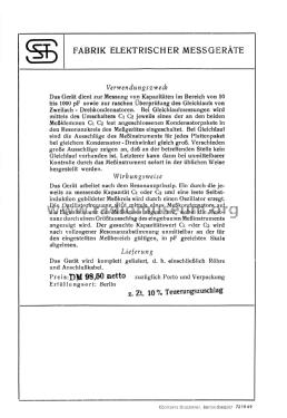 C-Sondermeßgerät für Drehko-Gleichlaufmessung CGl-07/15; Sell & Stemmler SST; (ID = 2009374) Equipment