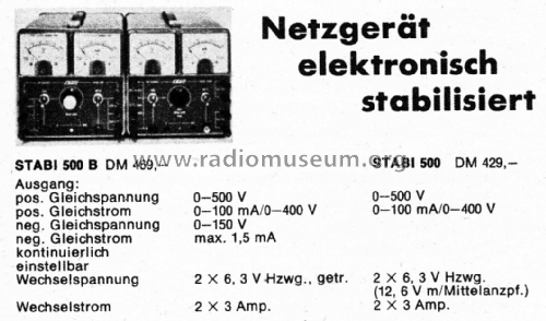 Netzgerät STABI500; Sell & Stemmler SST; (ID = 2530057) Power-S