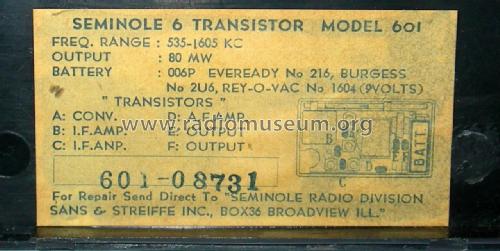 Transistor Six TR-221 ; Seminole Sans & (ID = 2290417) Radio