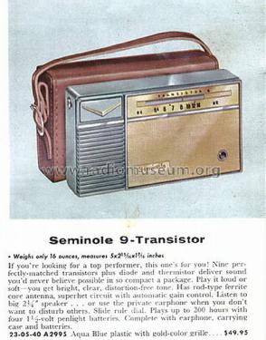 Nine Transistor 900; Seminole Sans & (ID = 1403726) Radio