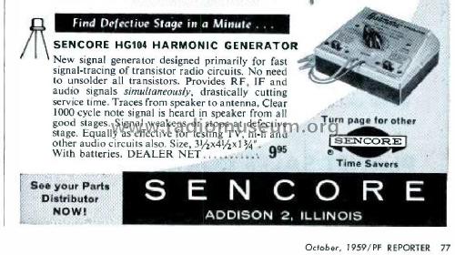 Harmonic Generator HG 104; Sencore; Sioux Falls (ID = 2658682) Equipment