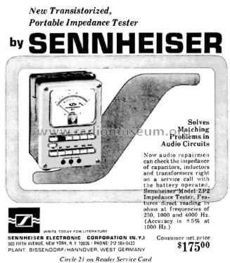 Scheinwiderstandsprüfer ZP2; Sennheiser (ID = 1822572) Equipment