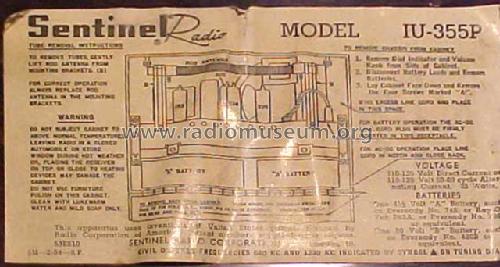 1U355P ; Sentinel Radio Corp. (ID = 293291) Radio