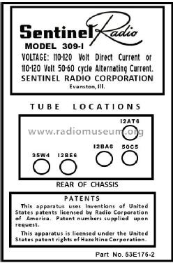 1U-309-I ; Sentinel Radio Corp. (ID = 2939645) Radio