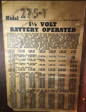 275T Ch= 275; Sentinel Radio Corp. (ID = 2875819) Radio