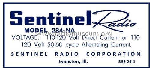 284 NA ; Sentinel Radio Corp. (ID = 2942529) Radio