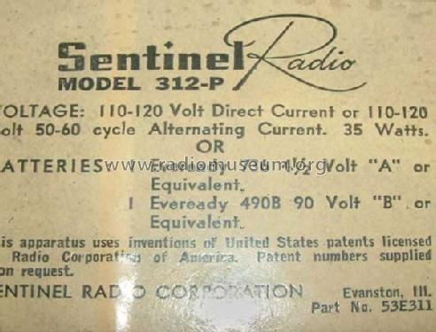 312-PG ; Sentinel Radio Corp. (ID = 285305) Radio