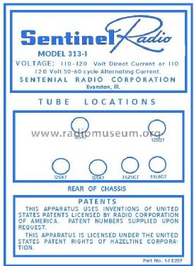 313-I ; Sentinel Radio Corp. (ID = 2918025) Radio