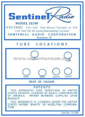 315-W ; Sentinel Radio Corp. (ID = 2918031) Radio