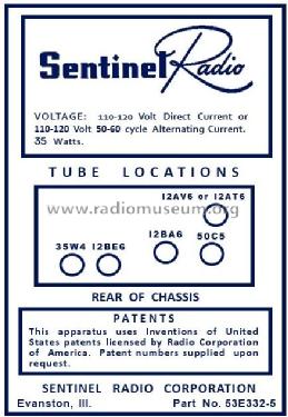 338-W ; Sentinel Radio Corp. (ID = 2953992) Radio