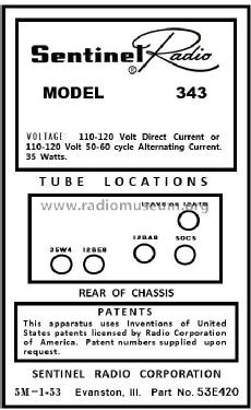 343 ; Sentinel Radio Corp. (ID = 2899112) Radio