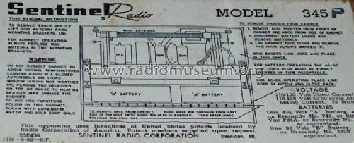 345P ; Sentinel Radio Corp. (ID = 532643) Radio