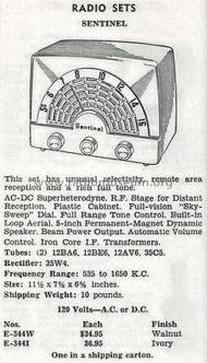 E-344W ; Sentinel Radio Corp. (ID = 1033221) Radio