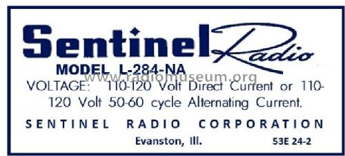 L-284NA ; Sentinel Radio Corp. (ID = 2942545) Radio