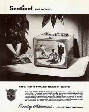 The Nomad Portable Television Receiver 3V500E; Sentinel Radio Corp. (ID = 2089437) Television