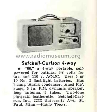 4-Way Portable 66; Setchell Carlson, (ID = 3042654) Radio
