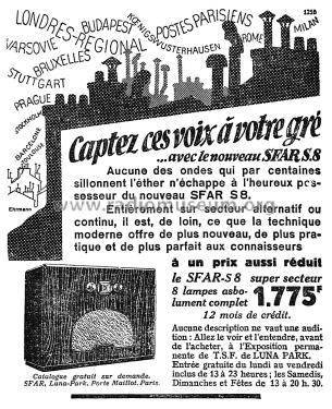 Sfar S8 ; SFAR S.F.A.R.; Paris (ID = 2067666) Radio