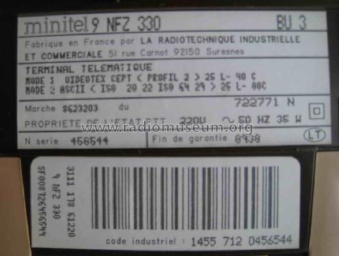 Minitel 1 - RTIC 9NFZ330; Radiola marque (ID = 1685469) Misc