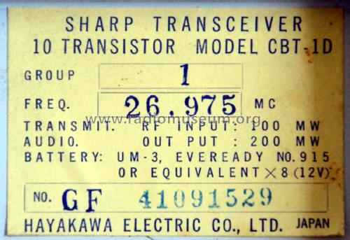 10 Transistor Sprechfunkgerät CBT-1D; Sharp; Osaka (ID = 2427473) Citizen