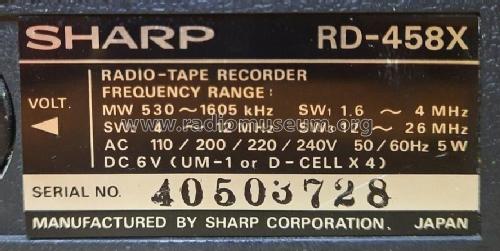 4 Band Radio Cassette RD-458X; Sharp; Osaka (ID = 2878022) Radio