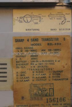 4 Band Transistor 9 BZL-490; Sharp; Osaka (ID = 1458562) Radio